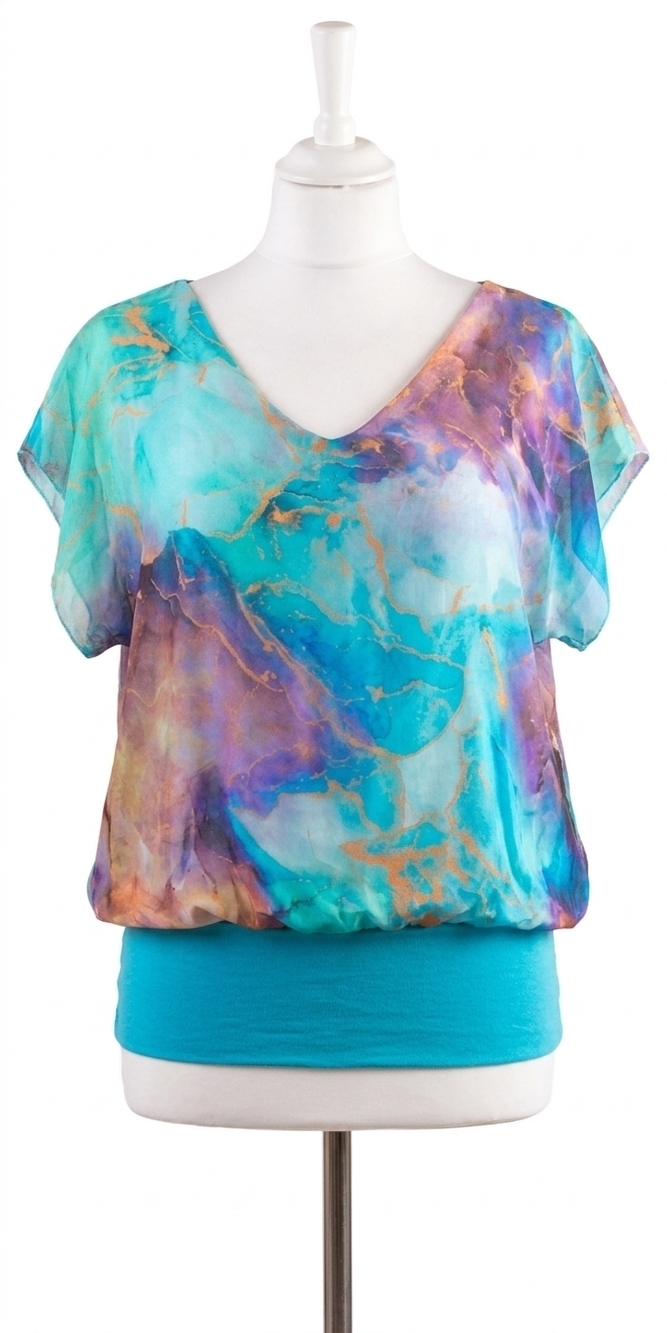 NEW GIGI MODA amante tempesta silk top in turquoise